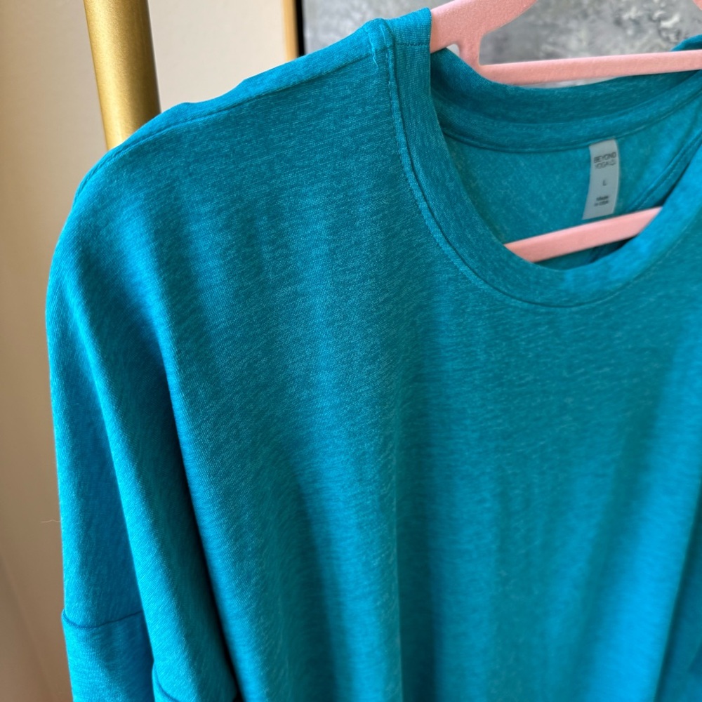Beyond yoga women’s turquoise, long sleeve tank top/pullover/top size large - Picture 7 of 15